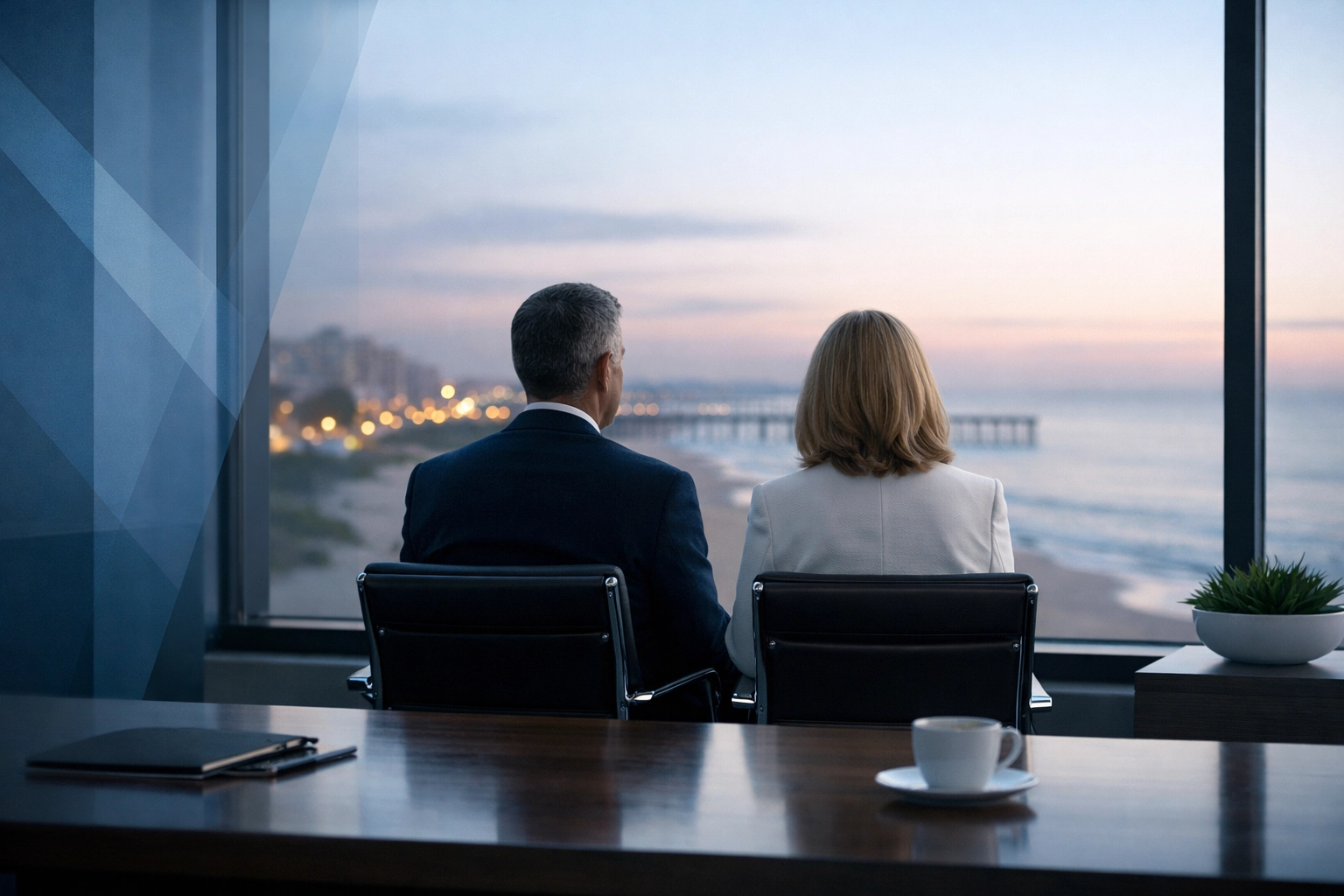 Professional divorce consultation at Coastal Virginia Law office overlooking the Hampton Roads coast.