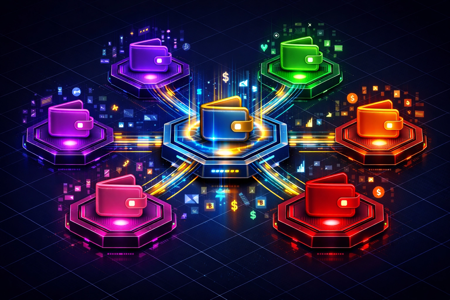 Master wallet connected to multiple sub-wallets for enterprise crypto payment management