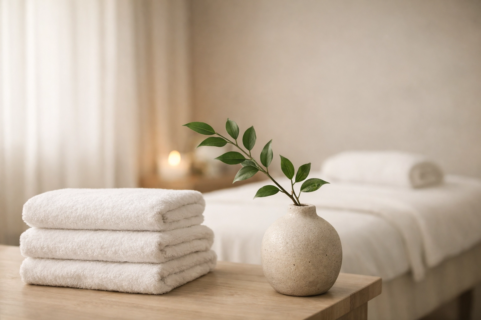 A serene luxury hotel spa room, highlighting AI revenue optimization for all hotel departments.
