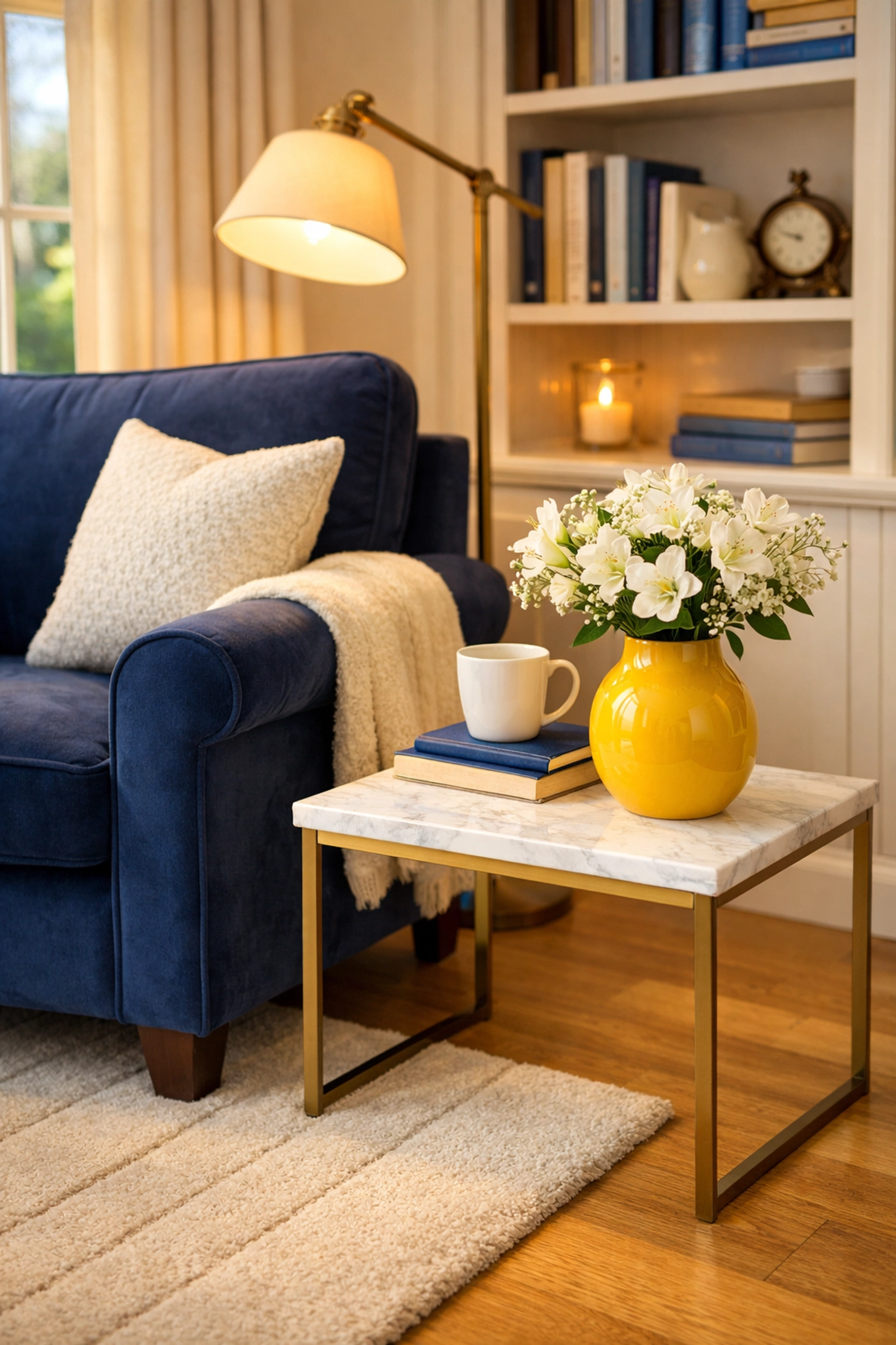 A peaceful and tidy home reading nook highlighting high-quality house cleaning in Cambridge MA.