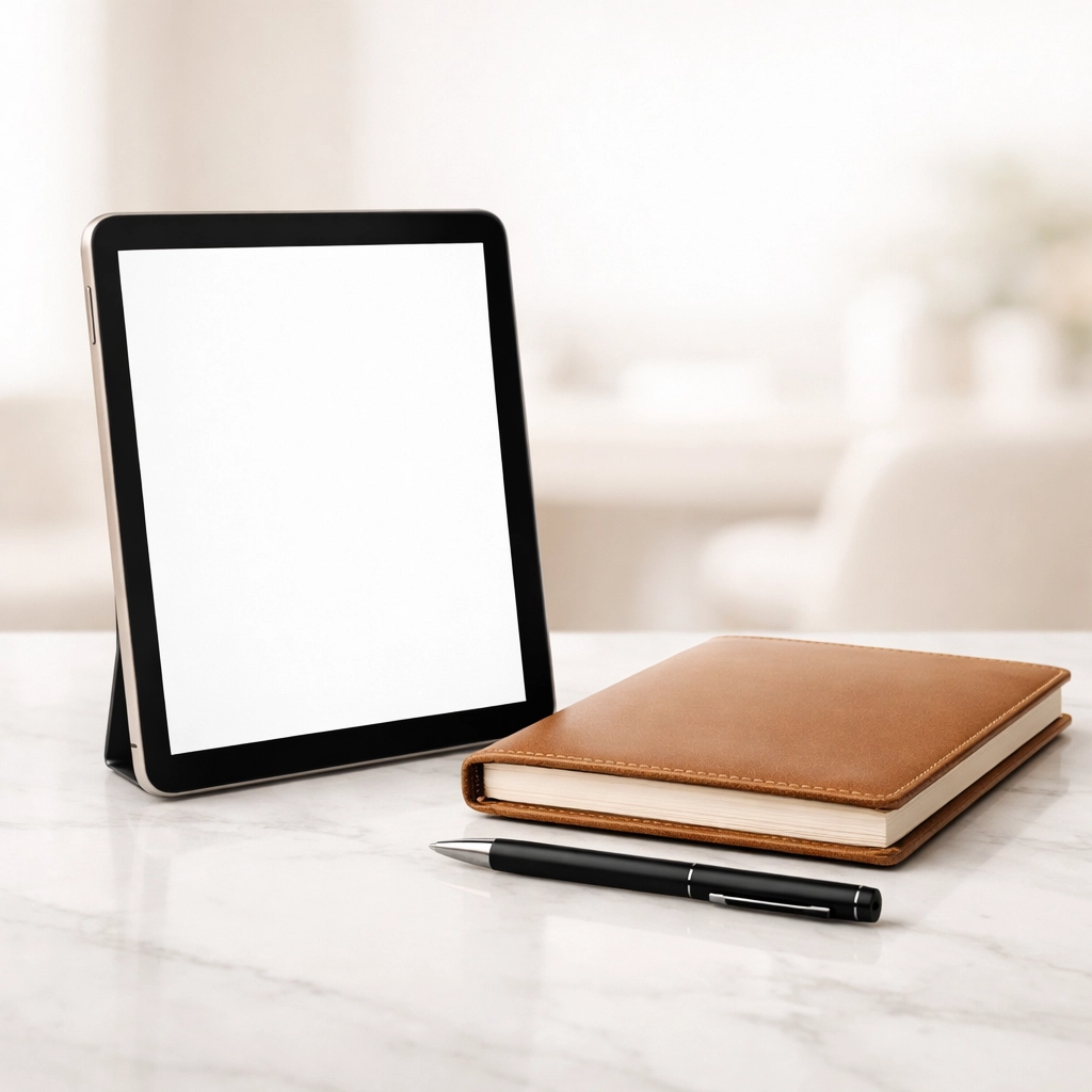 Professional tablet and notebook representing tax preparer training and compliance education for sub-sites.