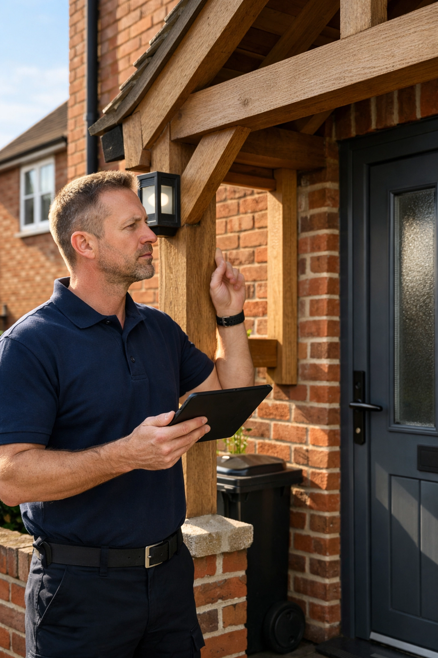 Professional security engineer performing a bespoke intruder alarm survey in Bournemouth.