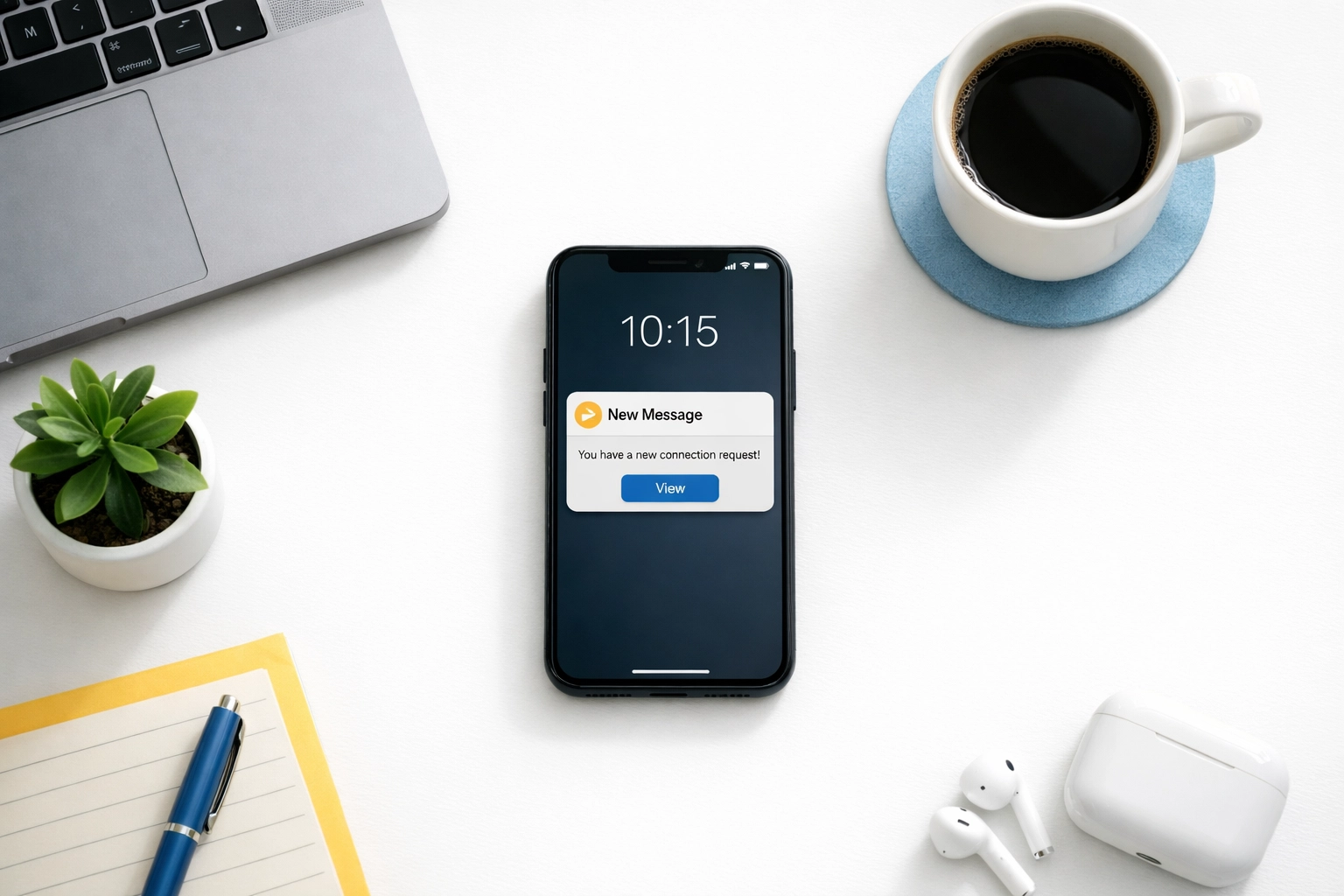 Strategic SMS fundraising workspace showing smartphone with planned donor communication