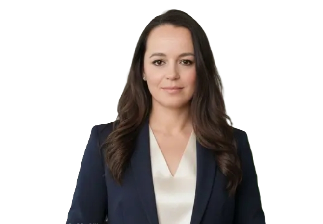 Professional business portrait of a woman in a navy blazer and white blouse A polished and approachable image suitable for a real estate expert dedicated to guiding clients through buying, selling, and renovating homes in the Greater Vancouver area.