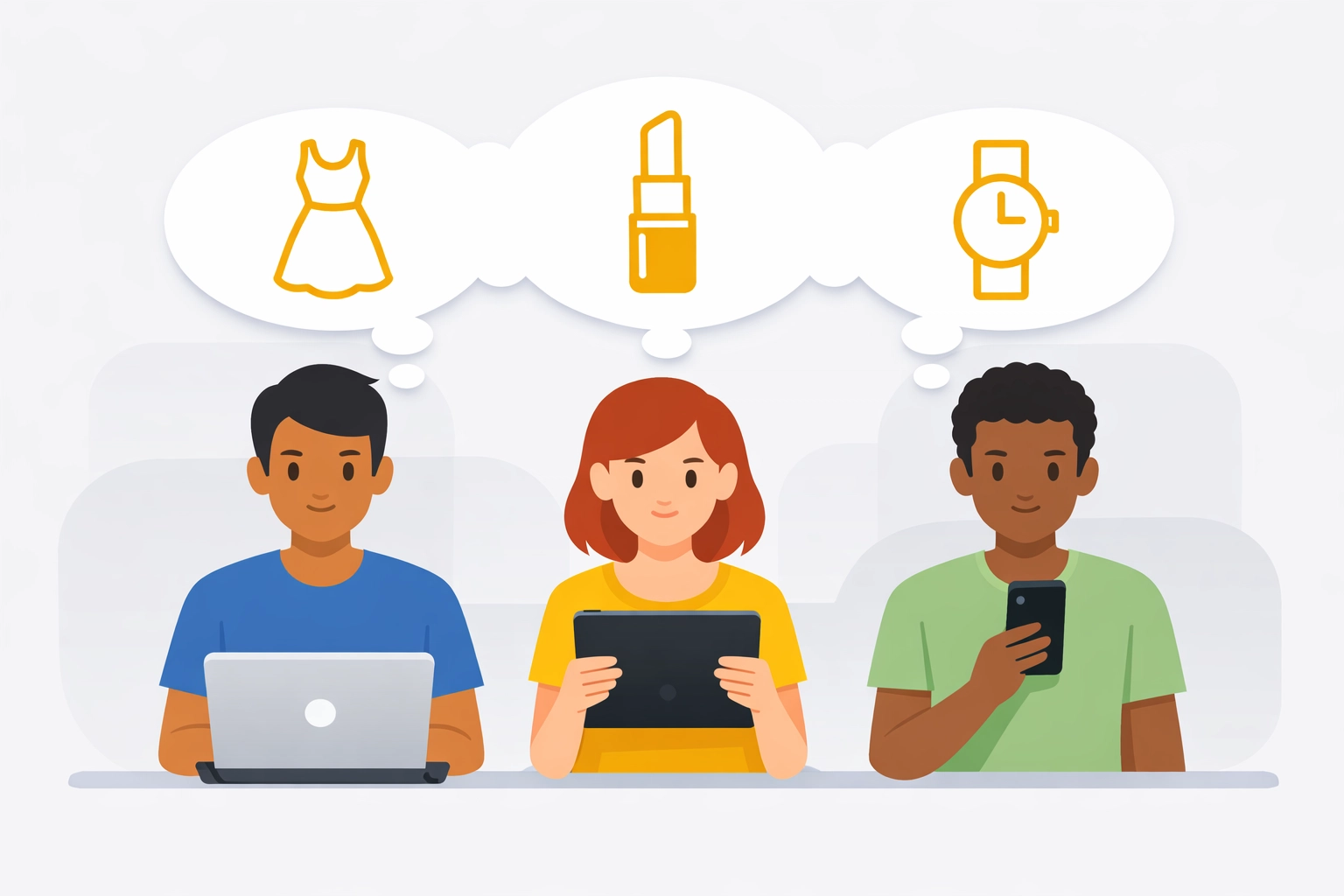 Multi-device live shopping experience accessible on laptop, tablet, and smartphone