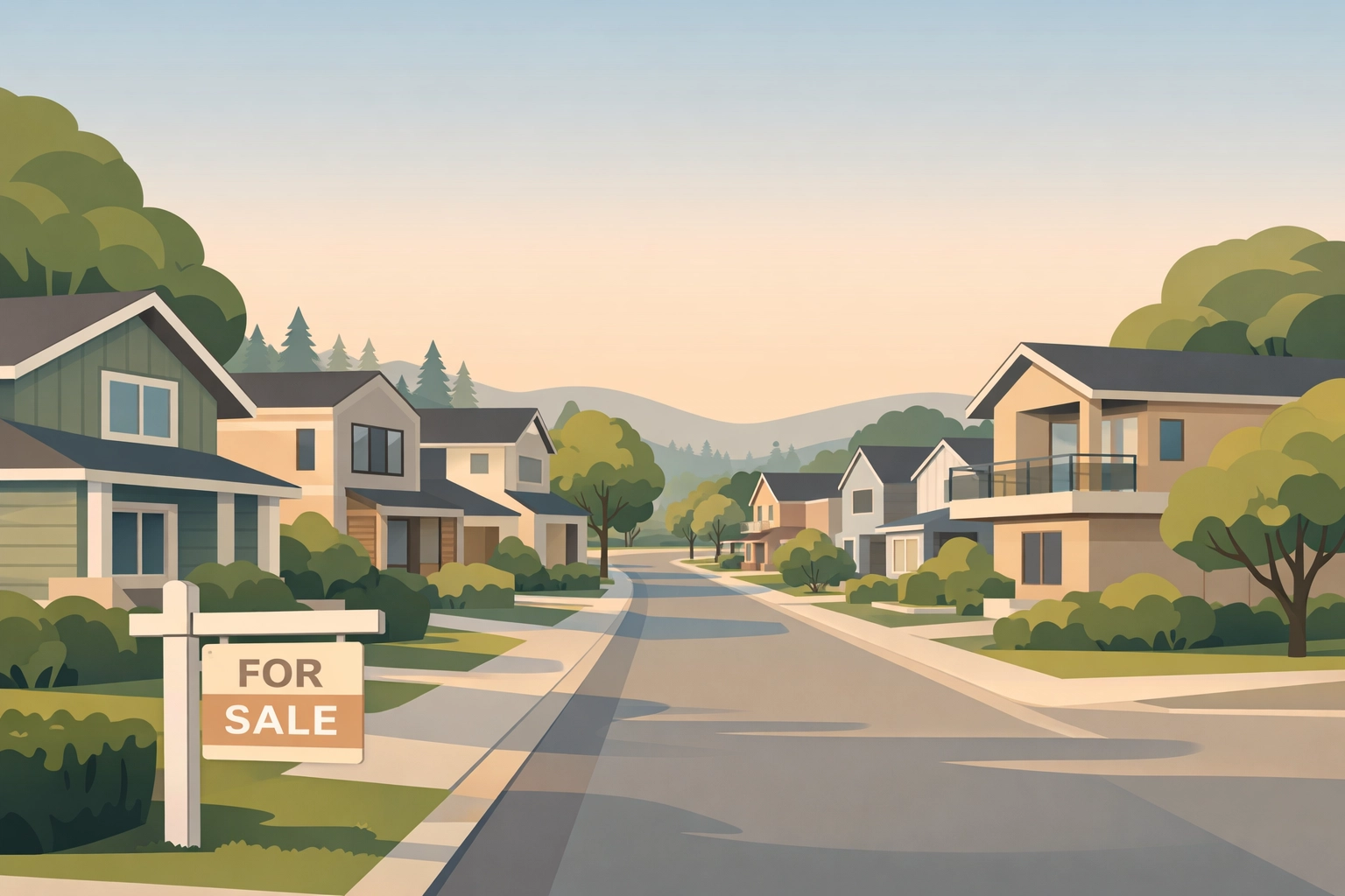 Spokane homes for sale in tree-lined neighborhood with modern houses