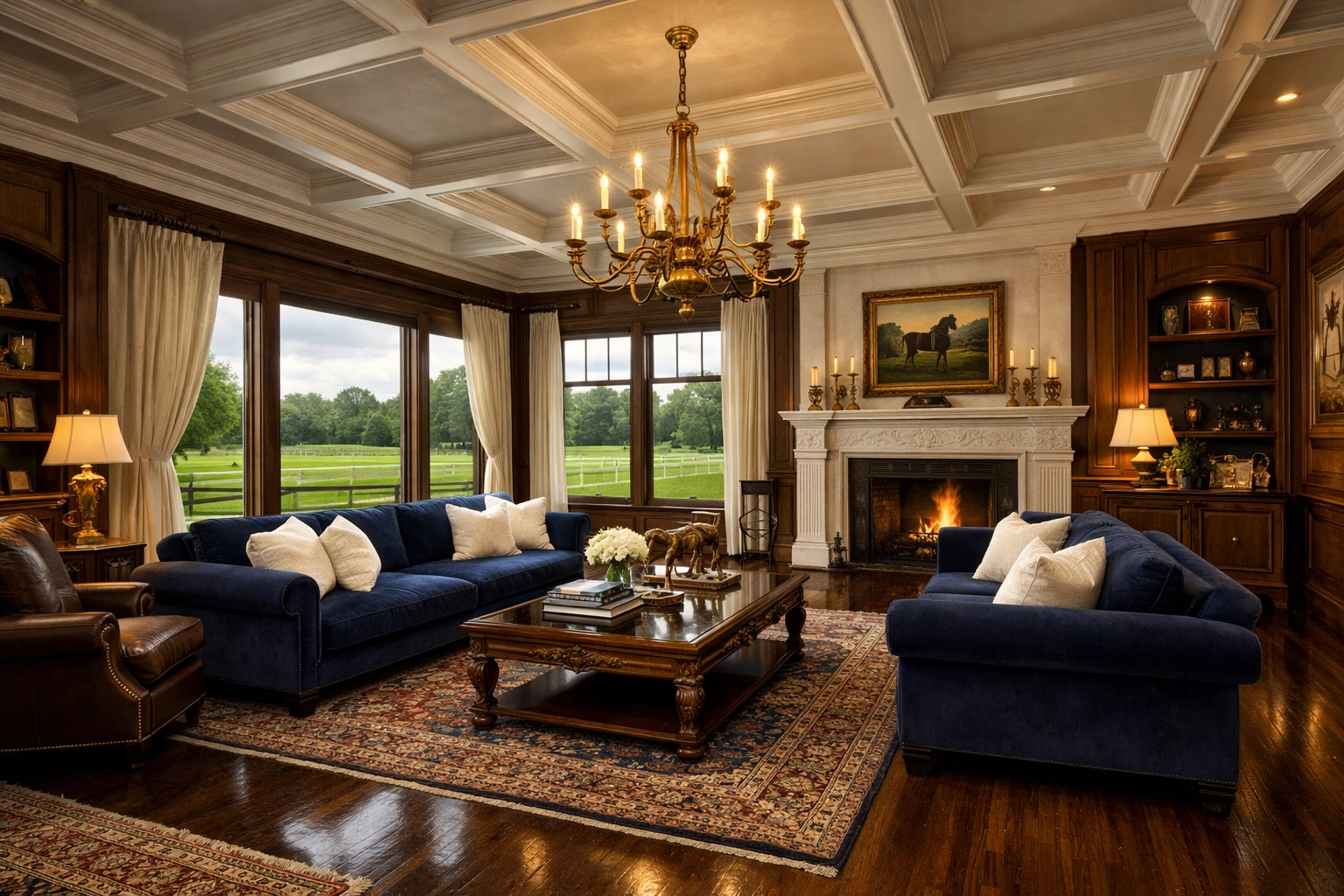 Spotless living room in a Hamilton estate showcasing the results of expert luxury house cleaning in Hamilton.