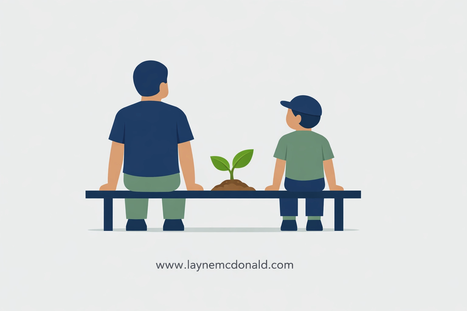 Illustration of a parent and child nurturing a sprout, representing early online safety guidance.