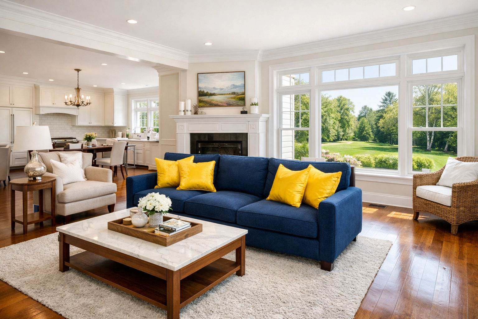 Immaculate Westborough living room featuring polished hardwood floors and a professional ninja-level cleaning.