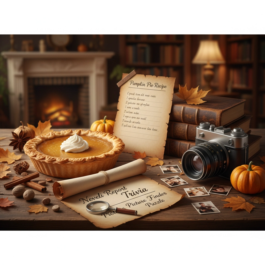 Neveli Report Trivia, Pumpkin Pie Recipe, and Picture Finder Puzzle: Fun All-in-One!