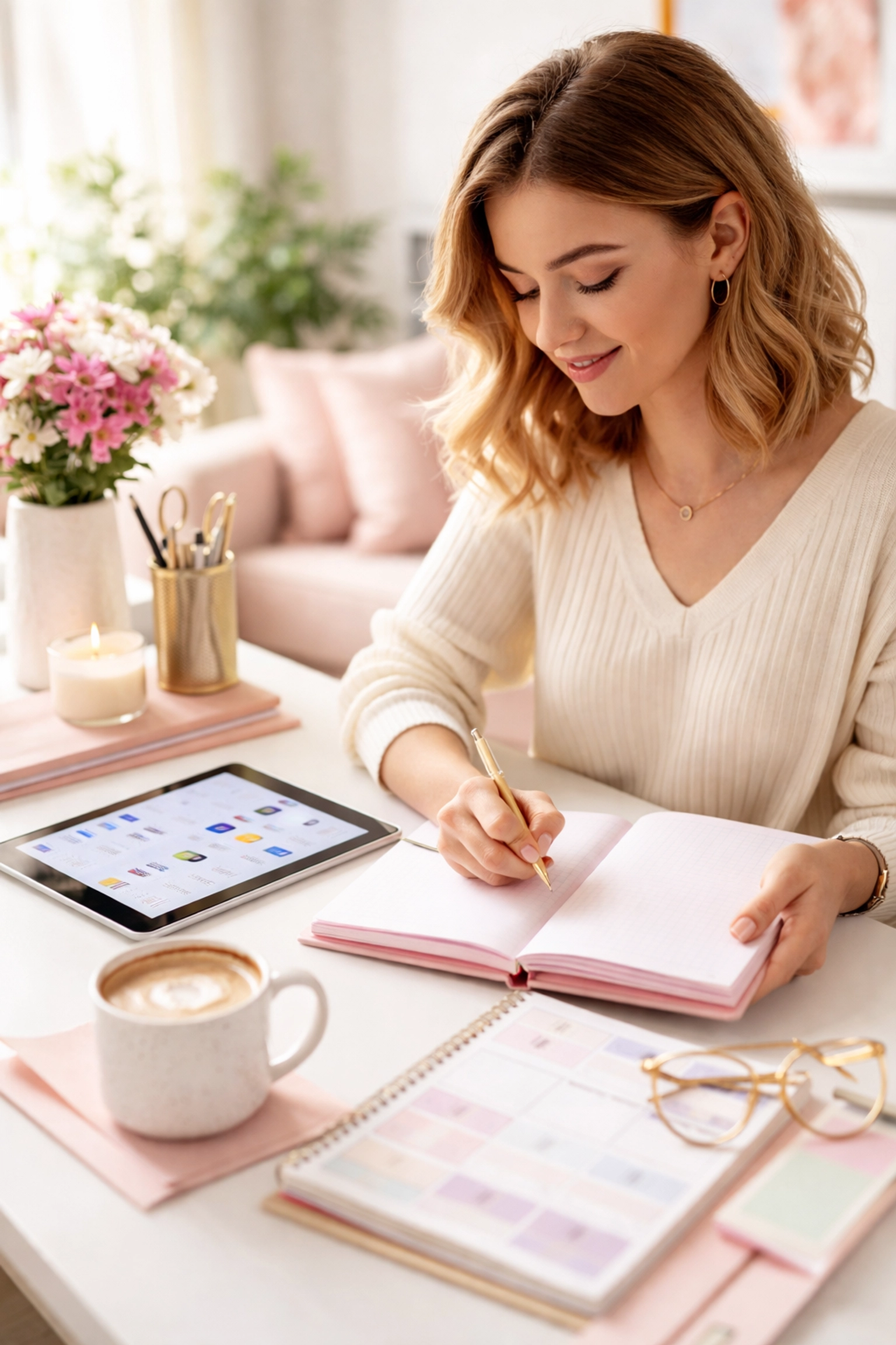 Entrepreneur tracks social media performance and engagement rates while planning content strategy.