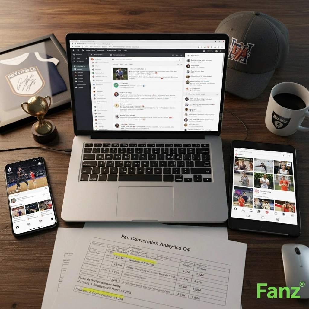 Fanz.us | TikTok reach vs conversion | Sports marketing 2025 | Fanz® watermark Fanz.us analysis: TikTok reach vs conversion gap in sports 2025 (Fanz® watermark)