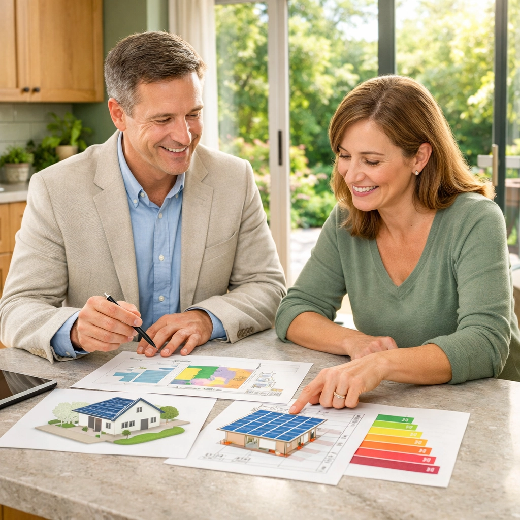 Professional renewable energy consultation for a custom solar and battery storage system.