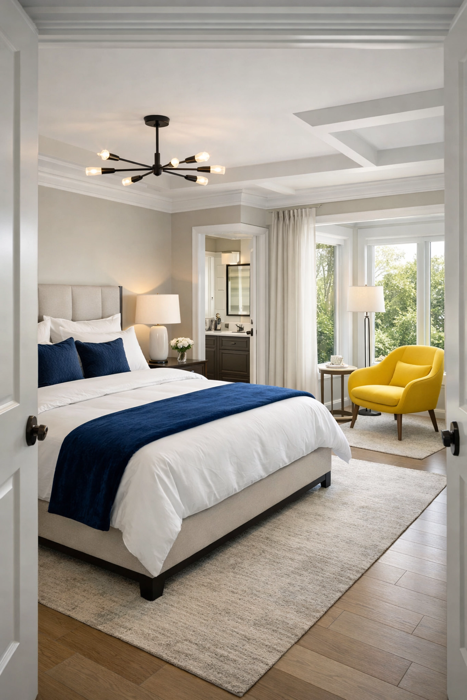 Clean and organized master bedroom suite from a reliable house cleaning service in Longmeadow.