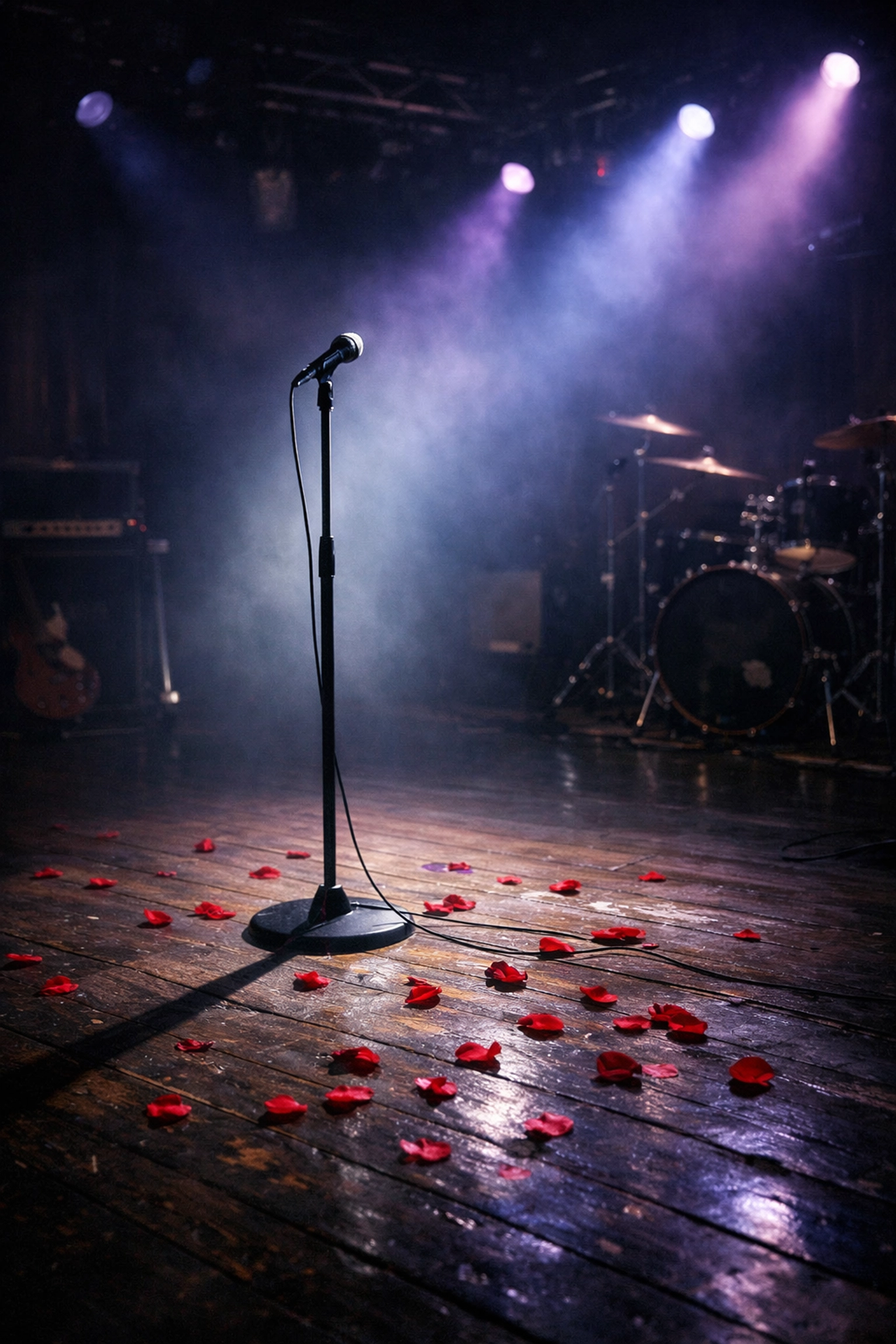 Empty concert stage symbolizing Donna Summer's controversial 1980s AIDS crisis fallout