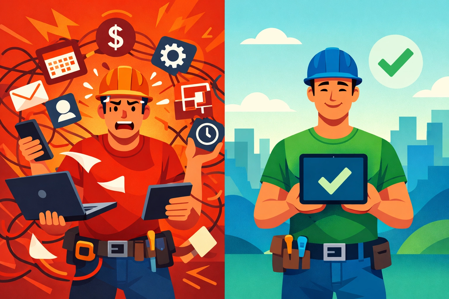 Comparison of complex multiple software systems versus simple unified field service platform