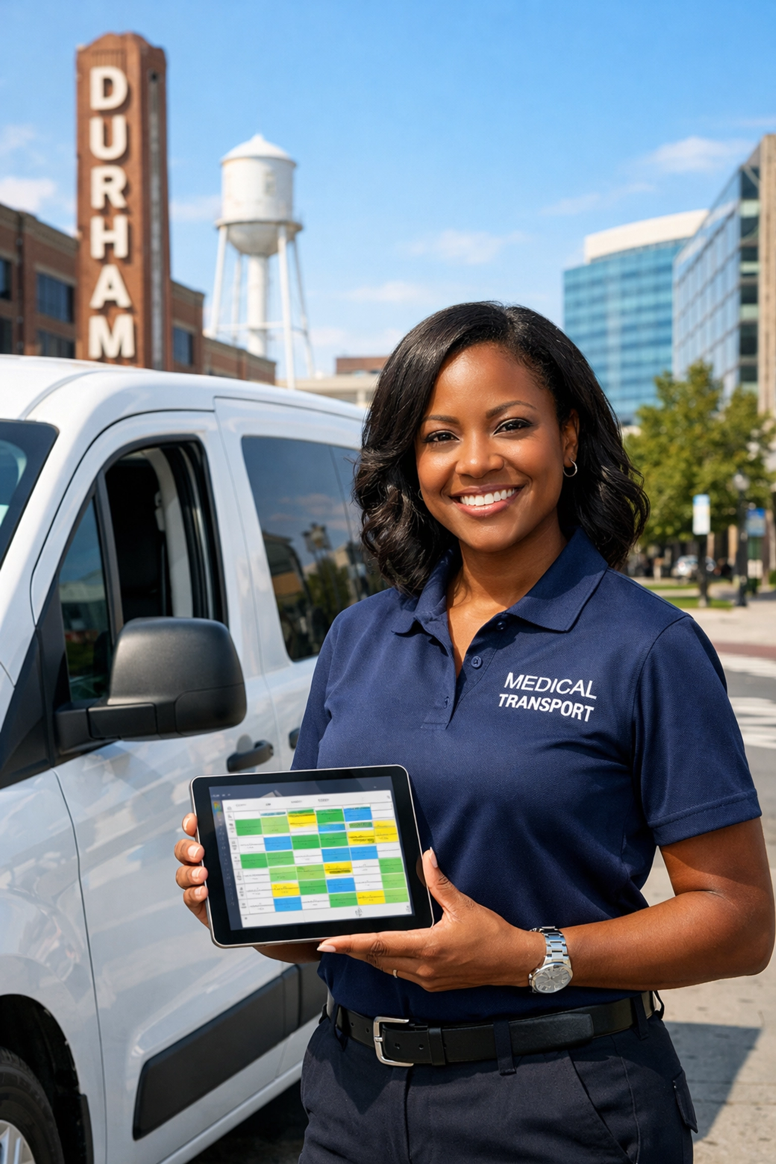 Staff coordinating reliable medical transport Durham NC schedules for dialysis appointments.