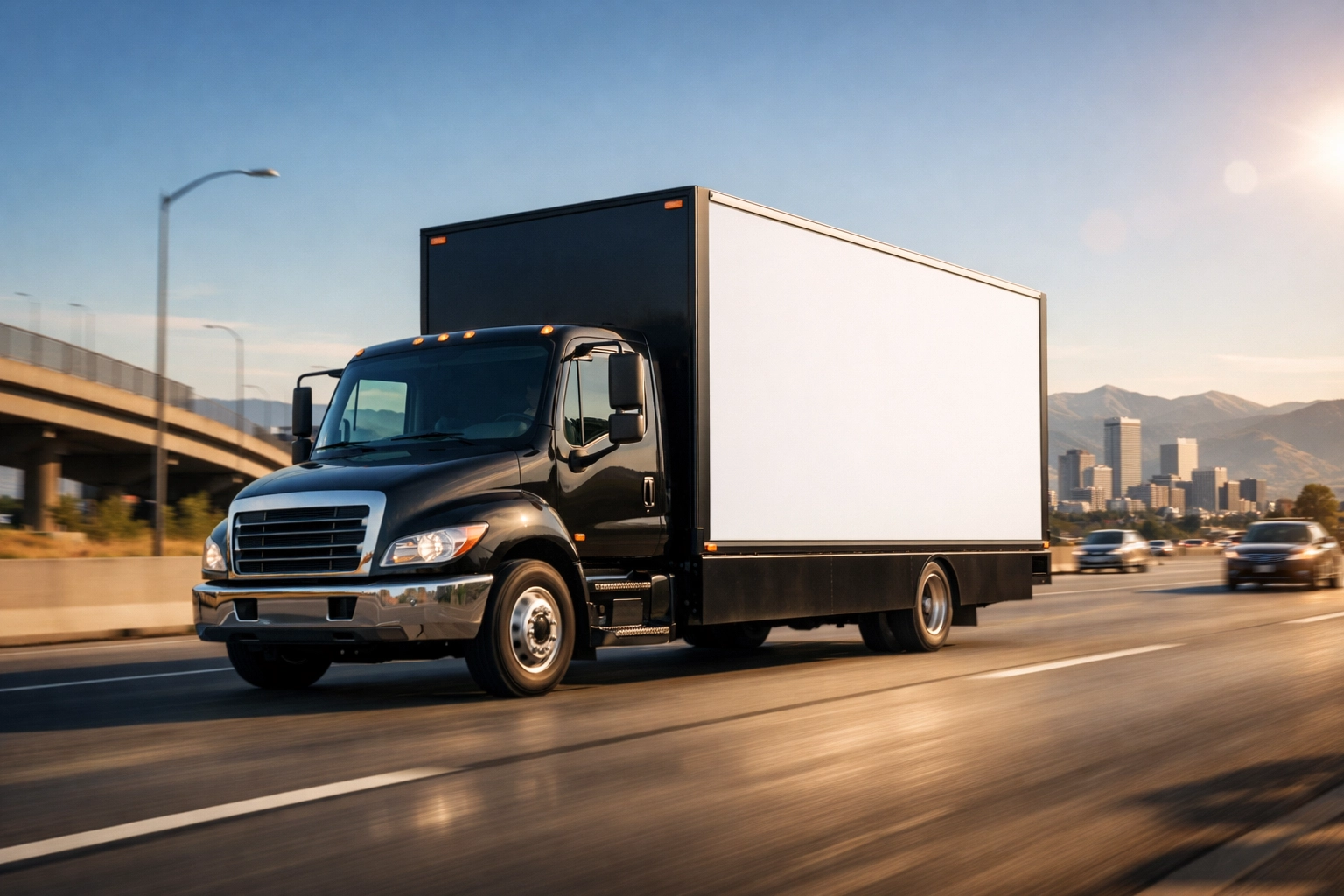 Mobile billboard truck on a city highway demonstrating out-of-home advertising reach for brand sponsorship activation.