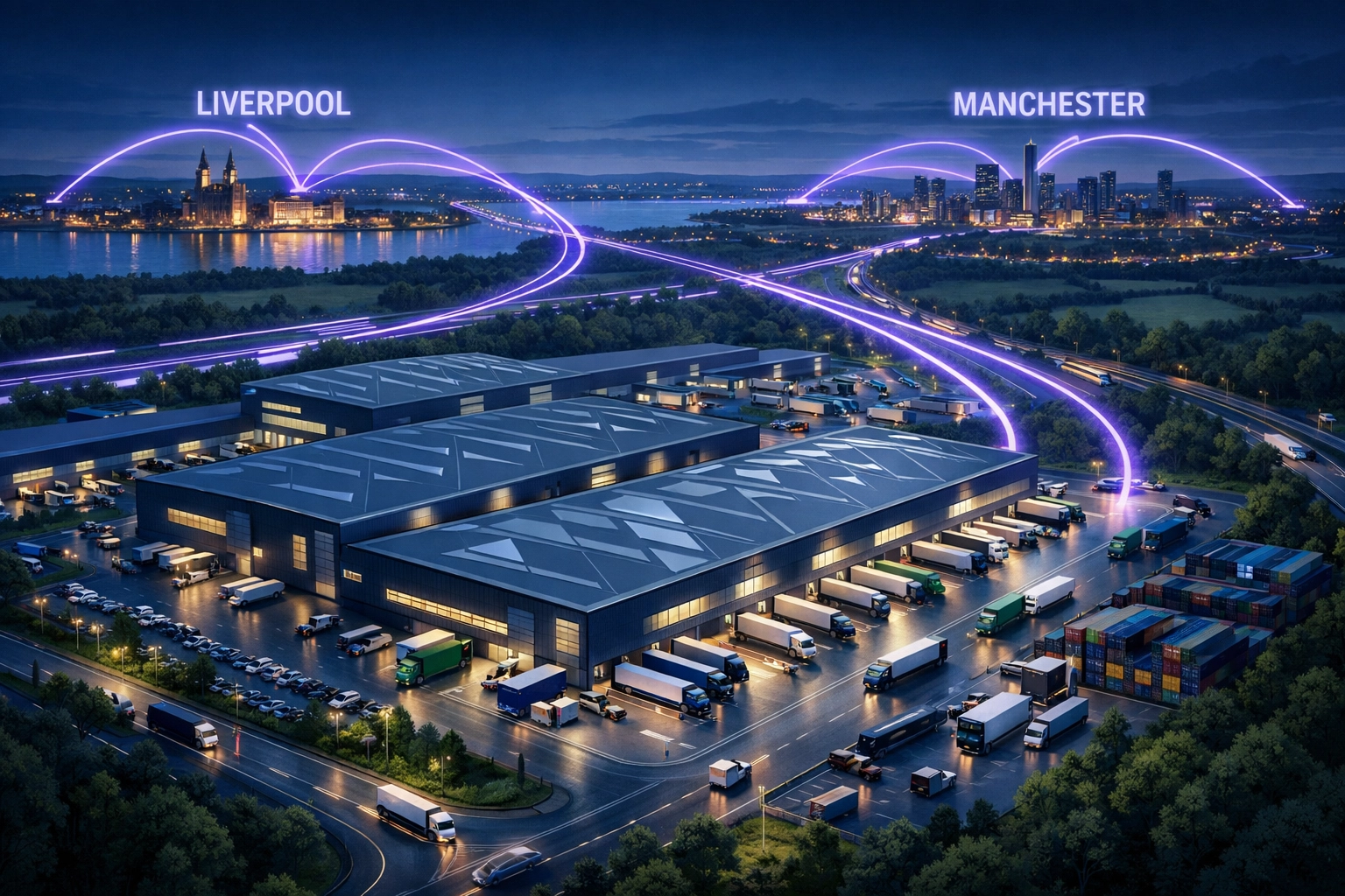 North West logistics hub representing warehouse growth and class 1 driver jobs demand.