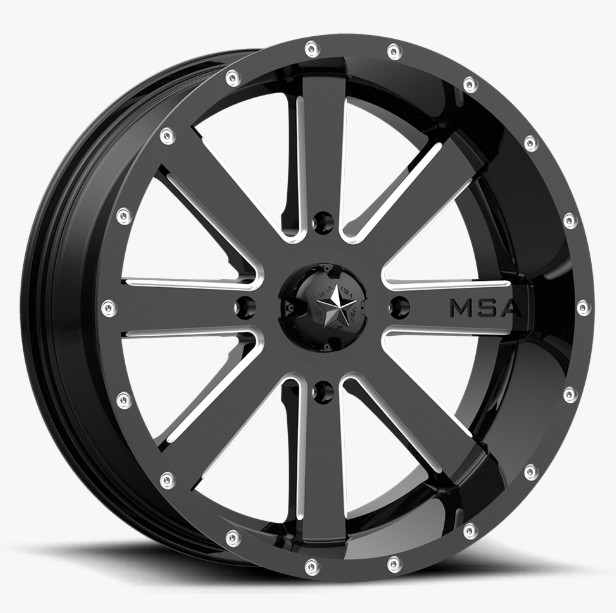 MSA black and machined off-road wheel