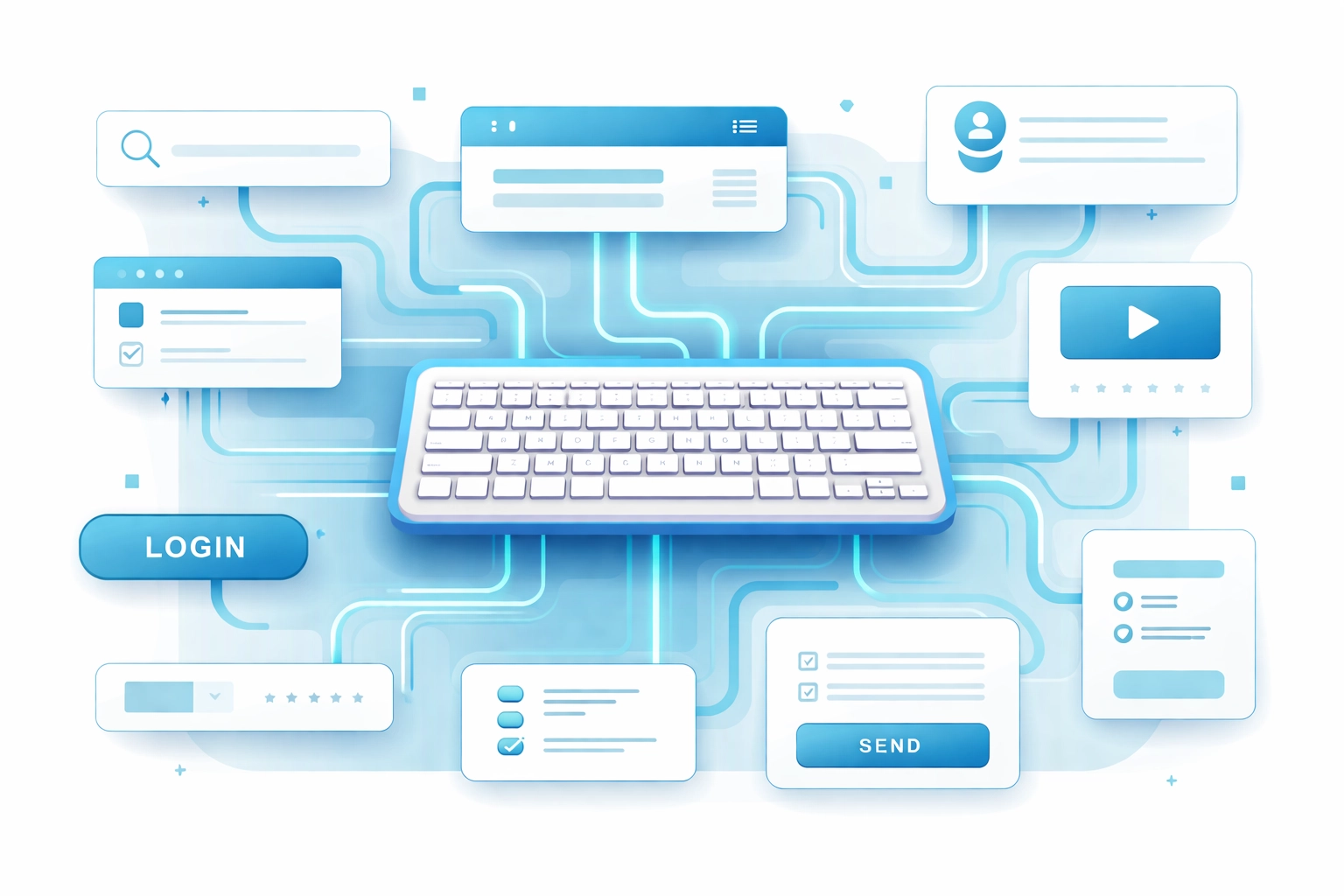 Vector image of keyboard navigation paths highlighting accessible website design for all users