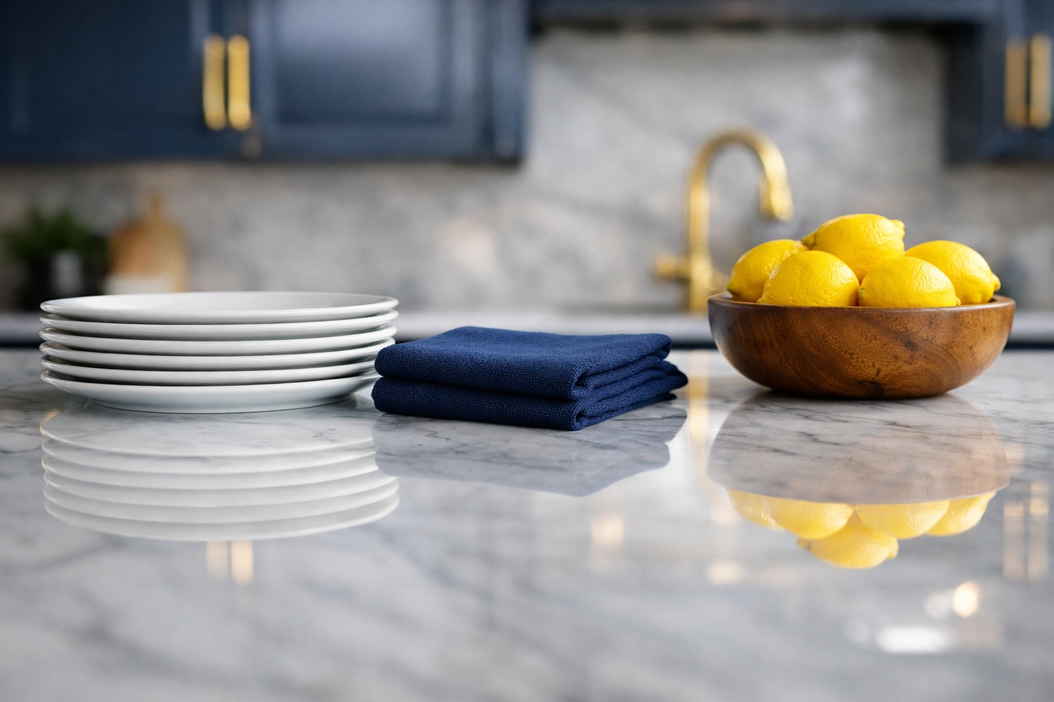 Sparkling clean marble kitchen island in Norfolk, MA, showcasing meticulous professional cleaners' work.
