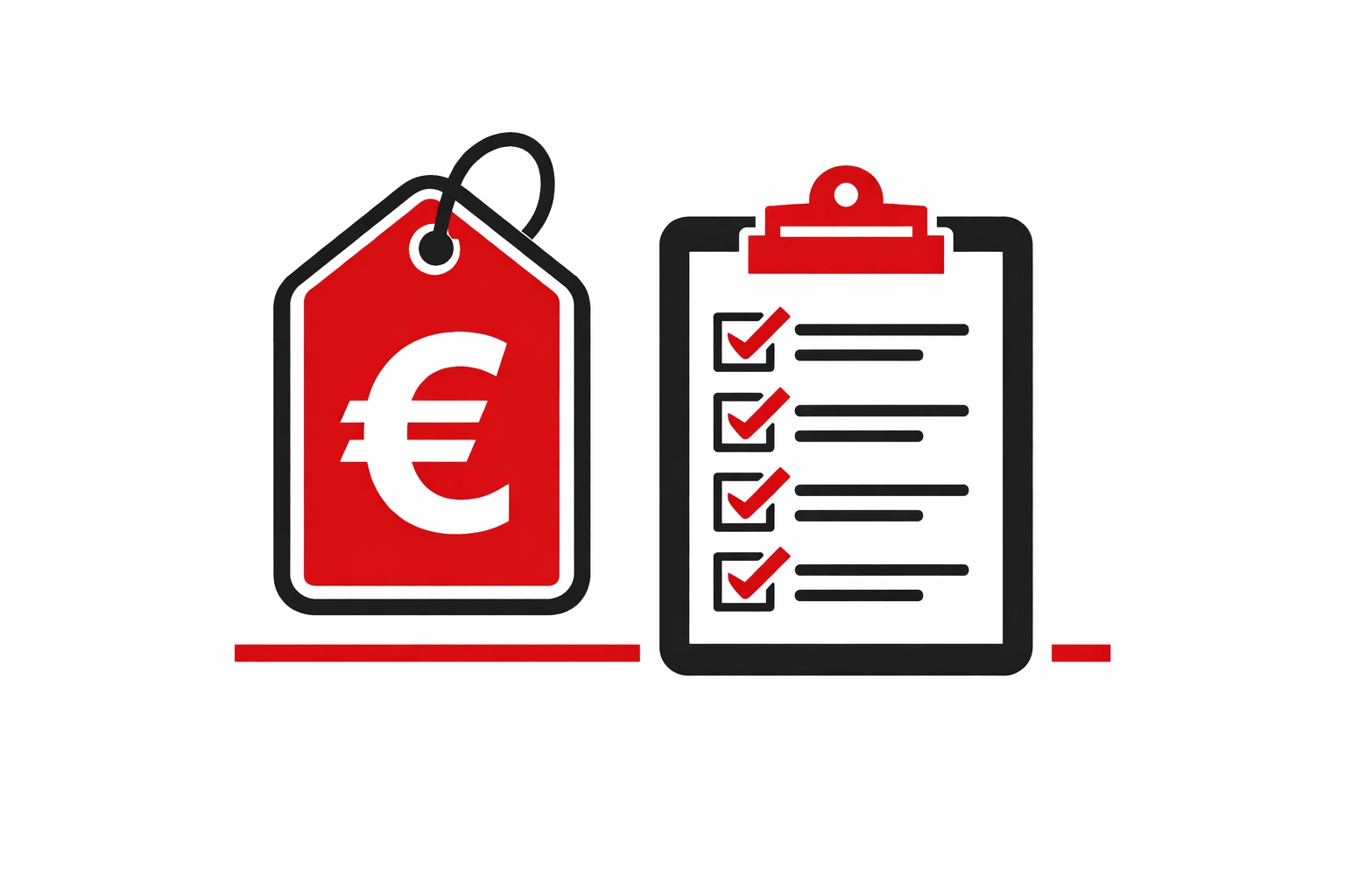 Illustration: Euro‑Symbol und Checkliste als Icon für Kosten & transparente Angebote (Elektro‑Zentrum CI)
