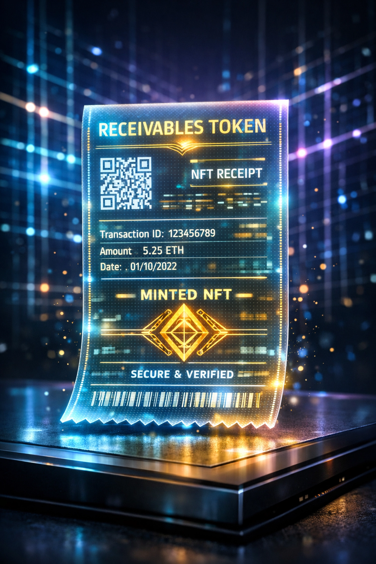 Digital NFT receipt for automated accounting and receivables token tracking in a Web3 global payments ecosystem.