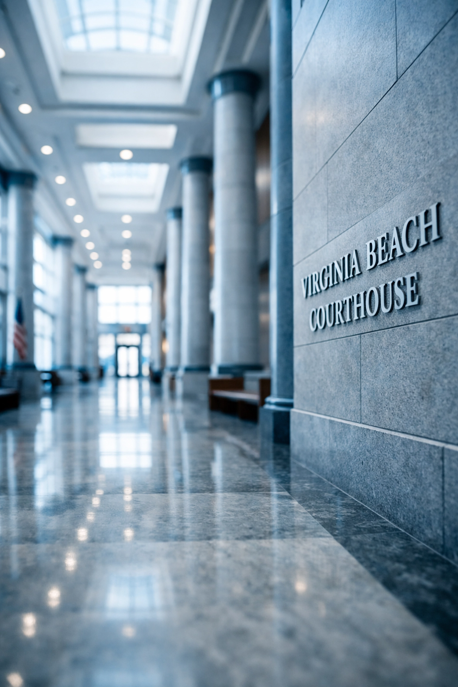 Virginia Beach courthouse interior where Coastal Virginia Law handles child custody cases