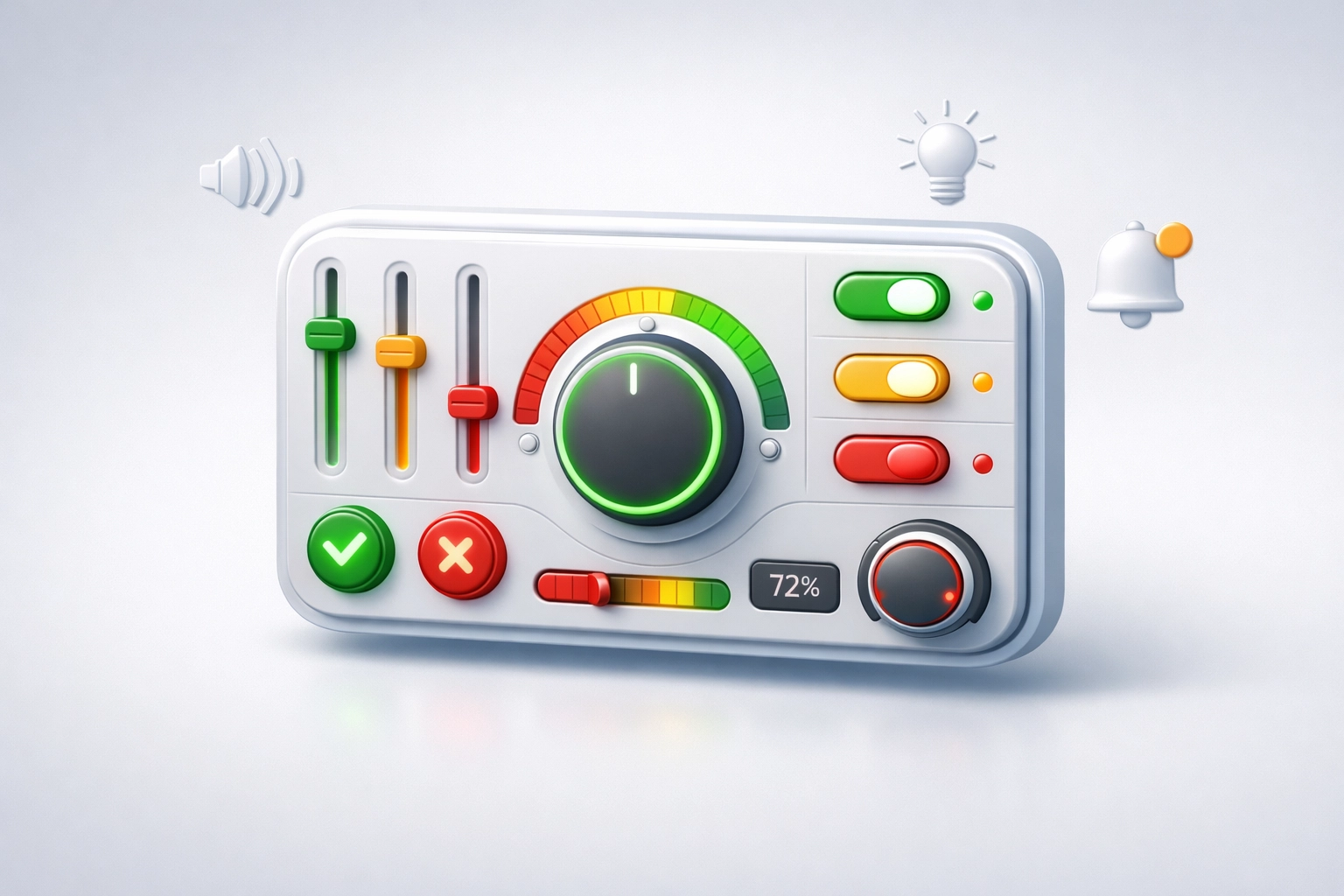 Customizable AI control panel with sensory settings for sound, light, and notification preferences