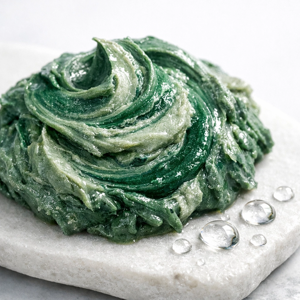 Macro view of mineral-rich French green clay, the healthy alternative to Biofreeze.