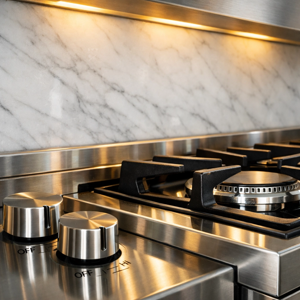 Detailed view of a grease-free stove after a thorough weekly house cleaning in West Boylston MA.