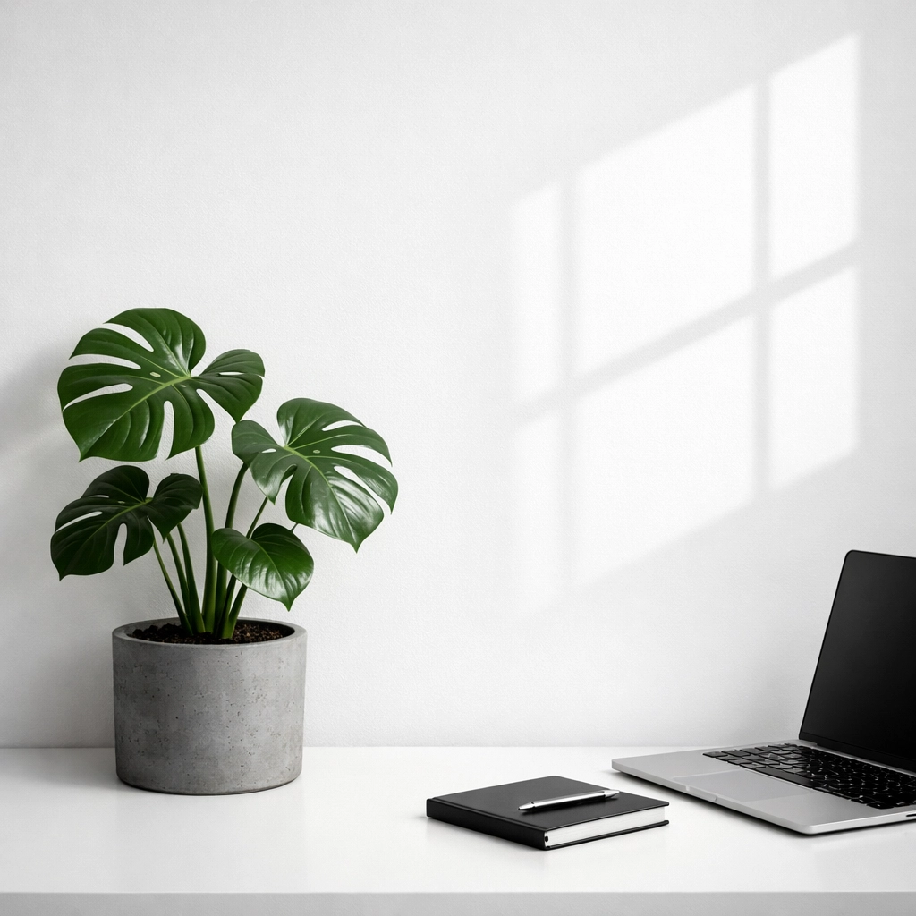 Minimalist workspace symbolizing the mental clarity founders gain by hiring a virtual assistant.