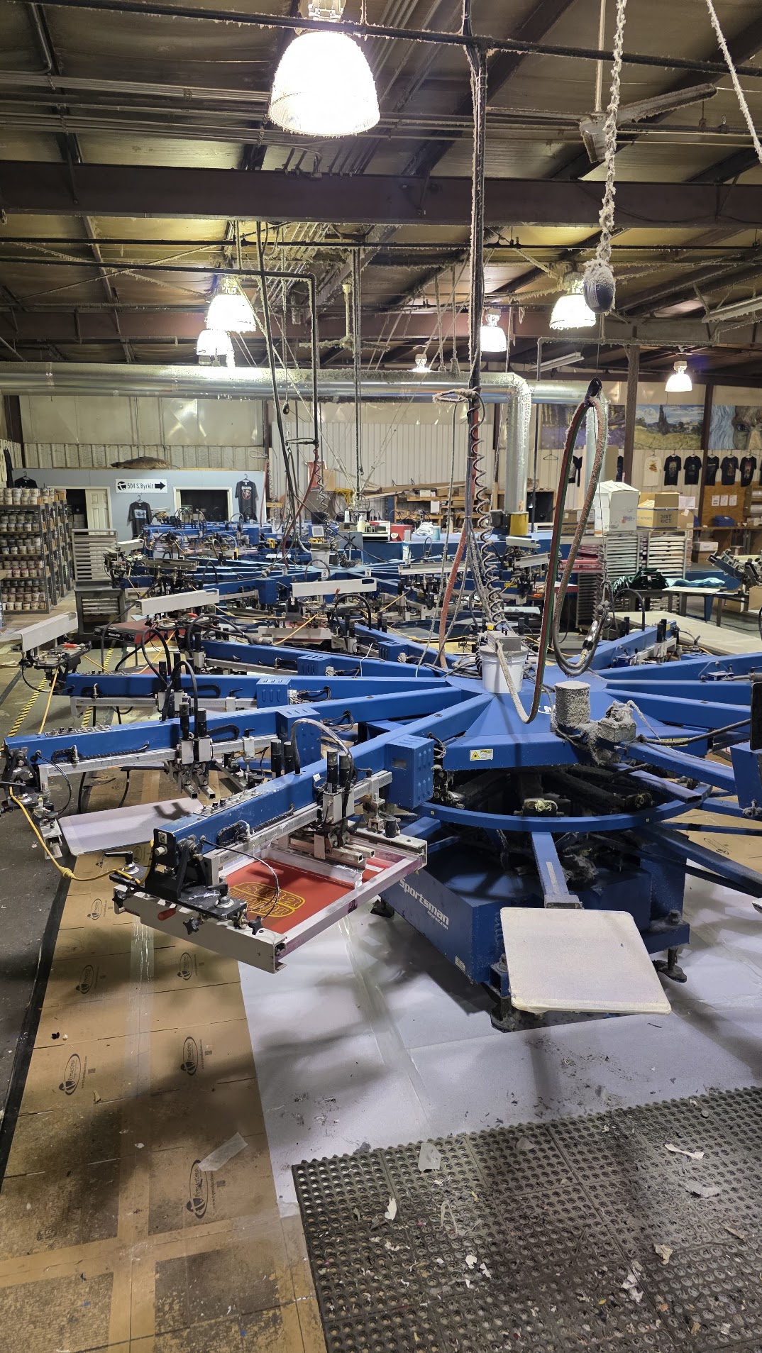 High-capacity automated screen printing presses at T Productions