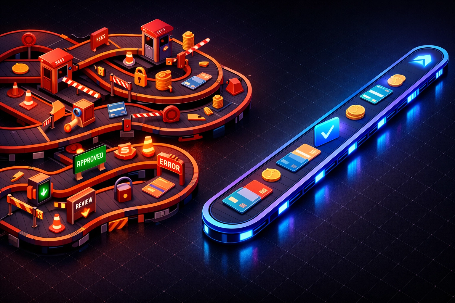 Payment processing complexity comparison: traditional crypto POS systems vs streamlined gas-only model