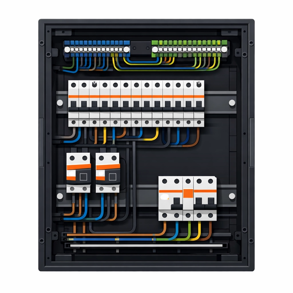 Elektrischer Verteiler mit Sicherungen für Wärmepumpen-Reparatur
