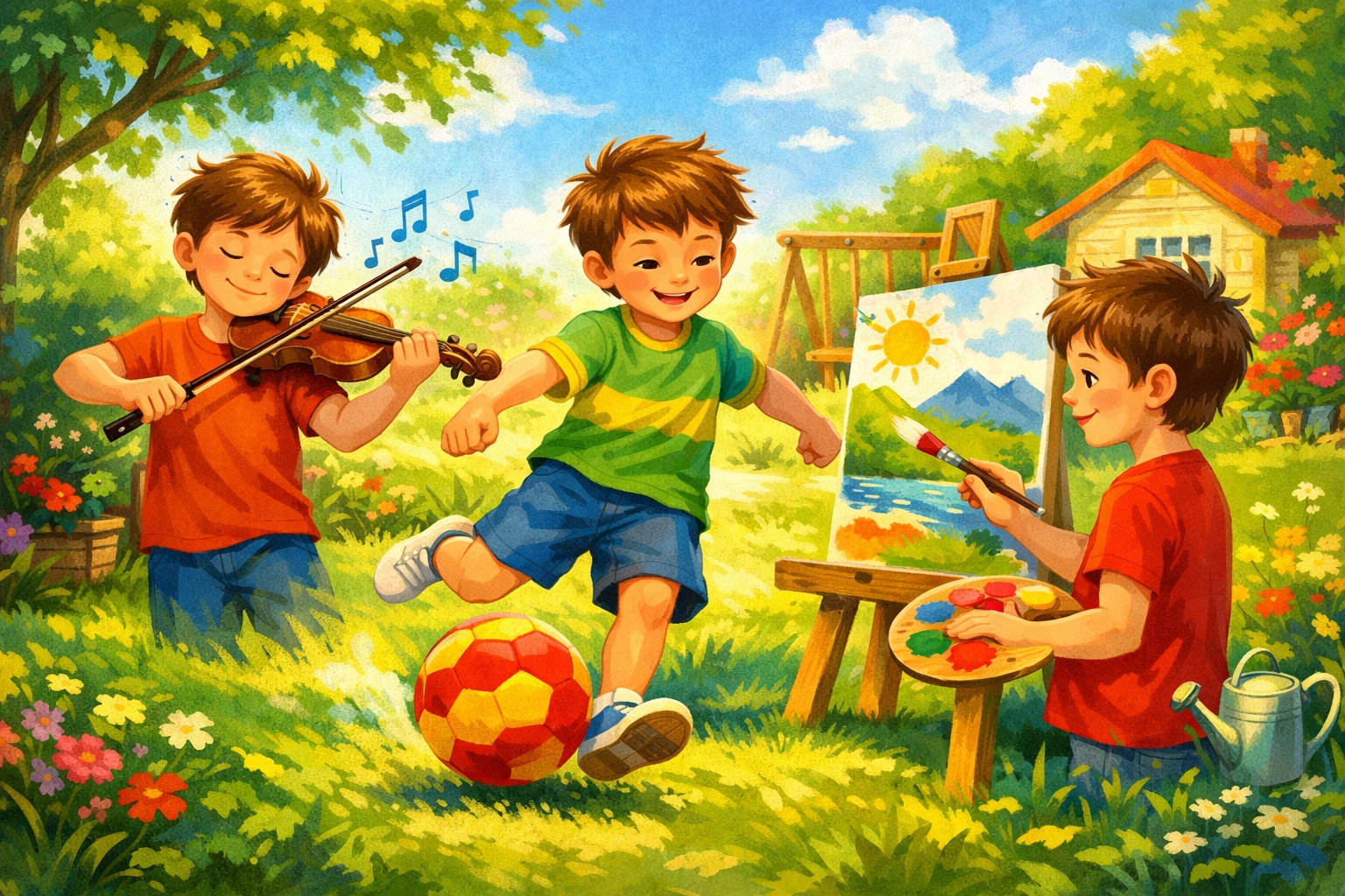 A student maintaining well-being through sports and arts alongside 11 plus exam prep.