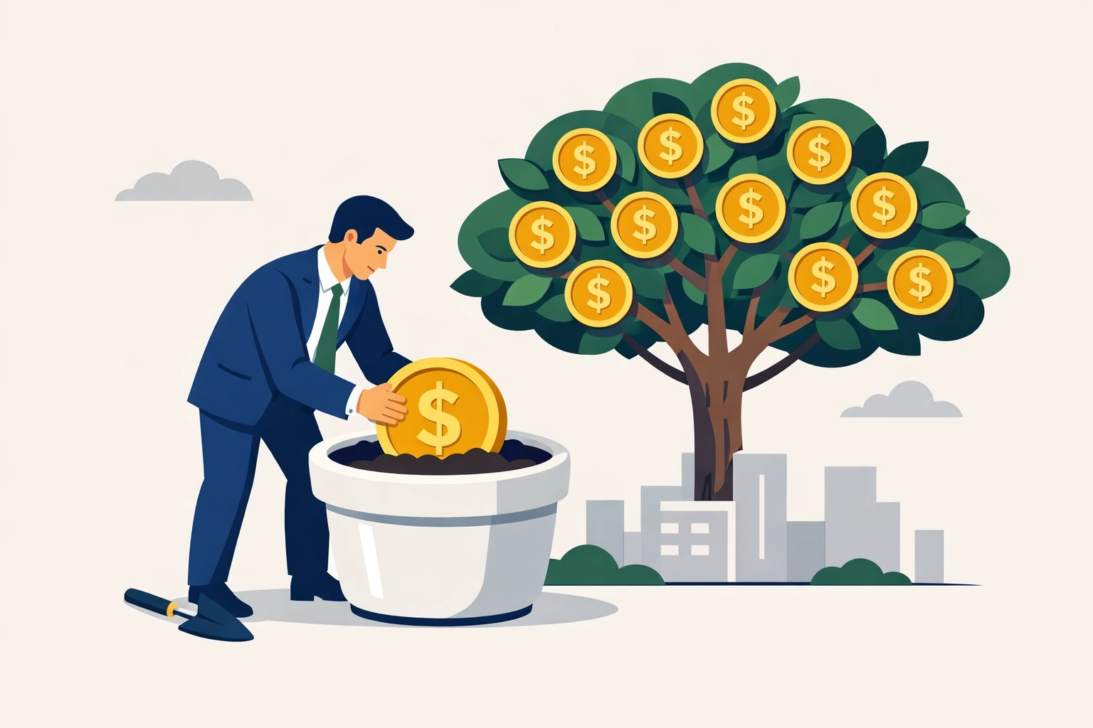 Illustration of growing retirement savings via SEP-IRA and Solo 401k for small business tax planning.