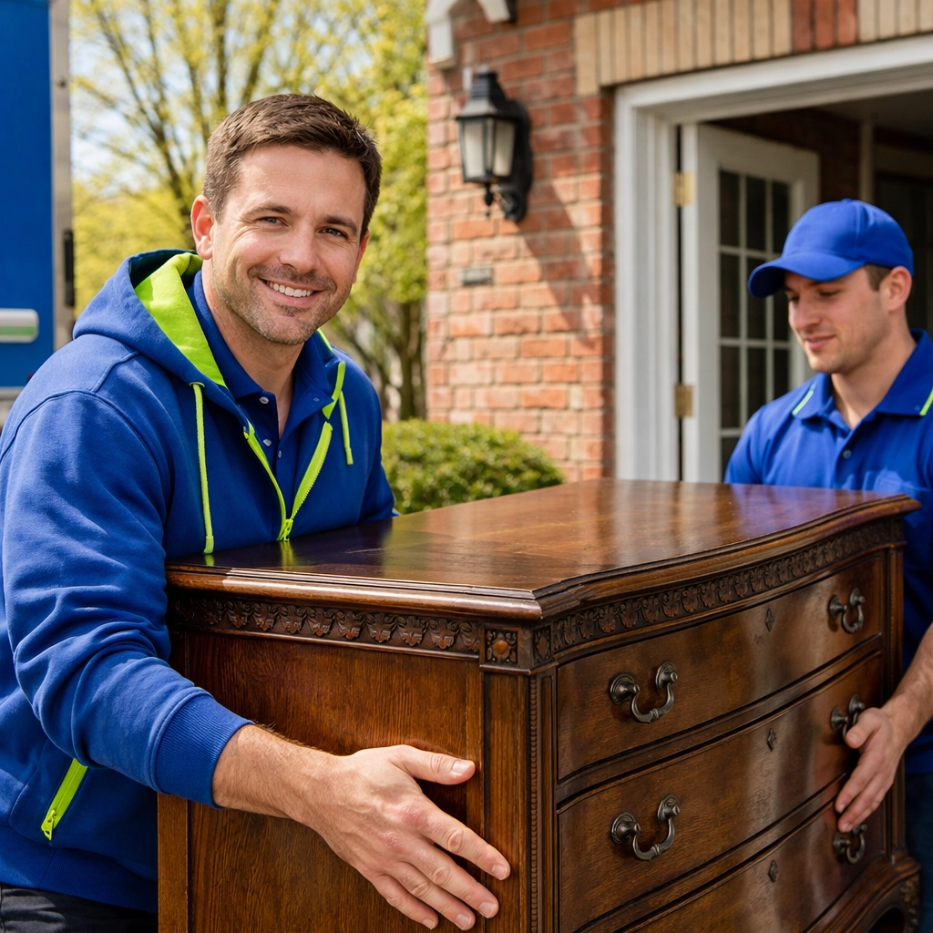Junk GTA professionals moving antique furniture during an estate content disposal in East Gwillimbury.