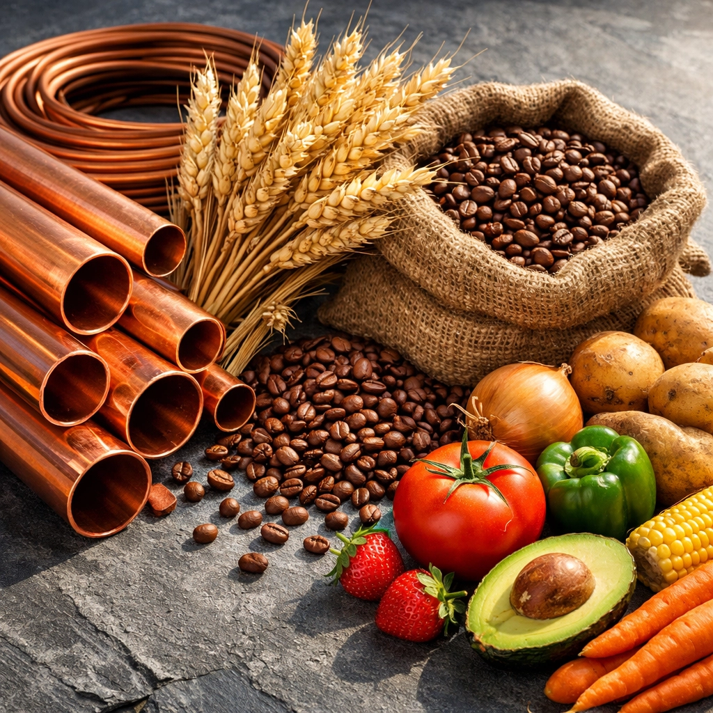 Diverse commodities including metals and agricultural products for portfolio allocation