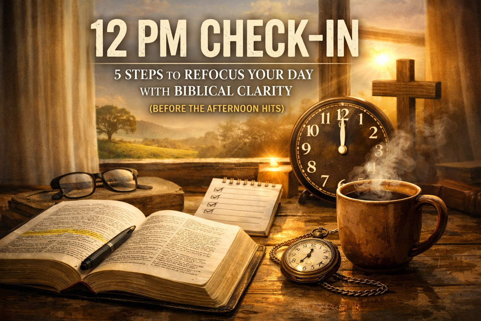 [HERO] 12 PM Check-In: 5 Steps to Refocus Your Day with Biblical Clarity (Before the Afternoon Hits)