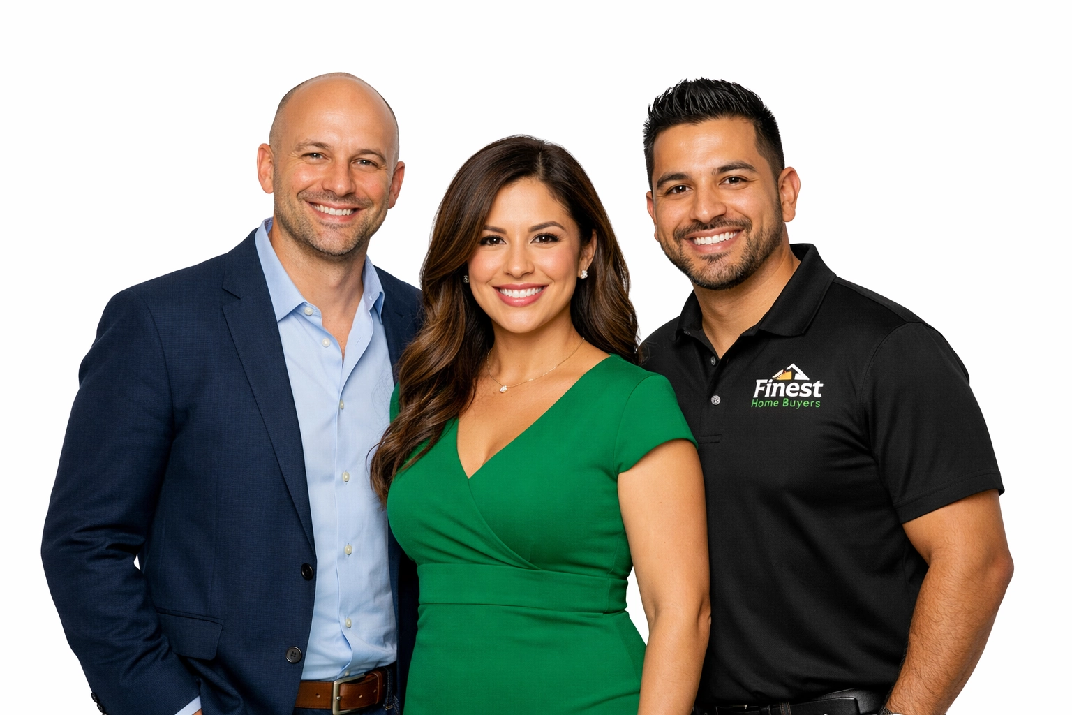 The Finest Home Buyers team, Ilya, Angeles, and Miguel, providing stress-free home buying services in Florida.