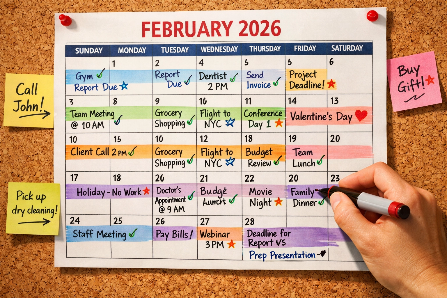 30-day startup launch calendar with color-coded weekly tasks and planning milestones