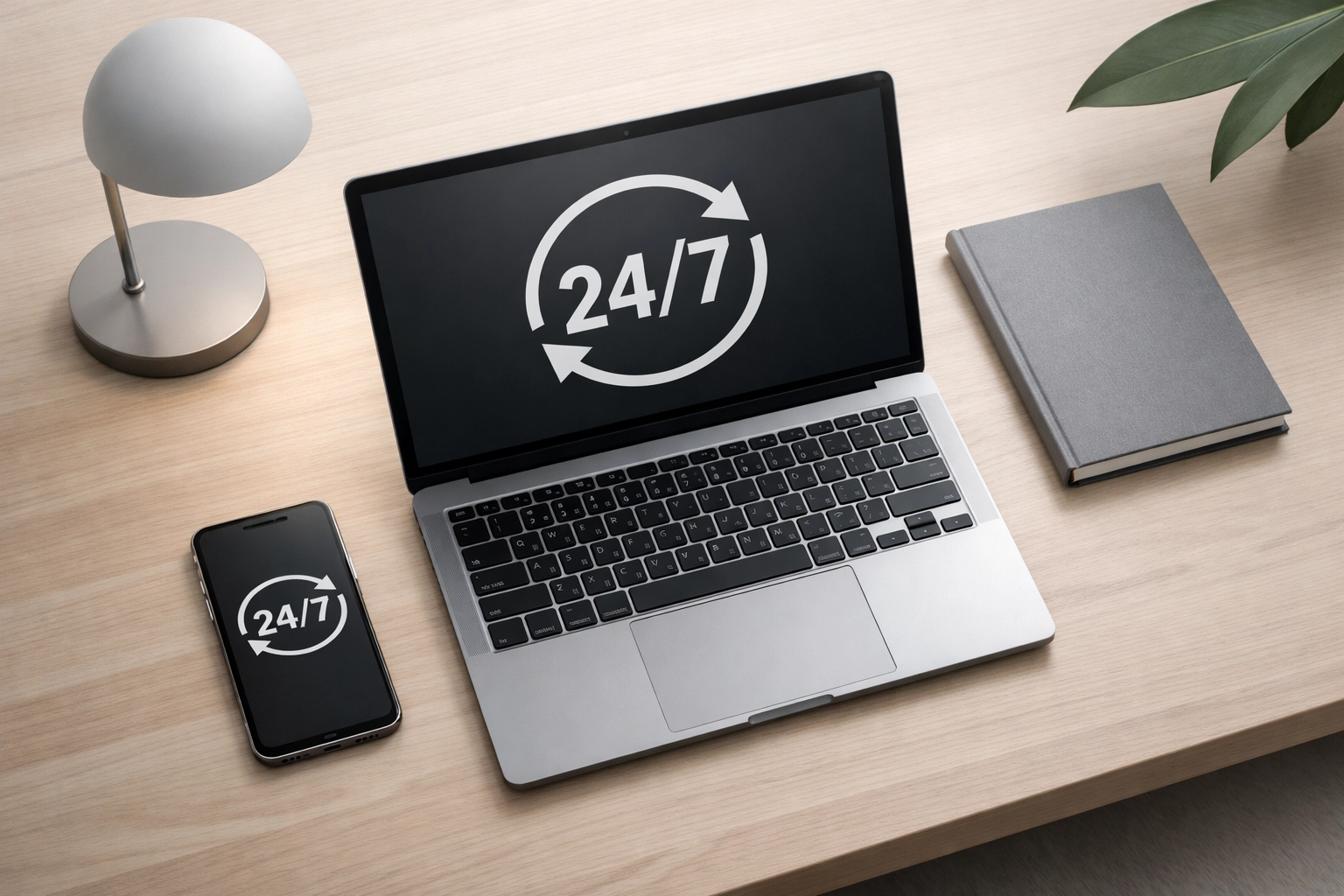 Organized workspace with a laptop and phone ready to apply for payday loans Vancouver 24/7.