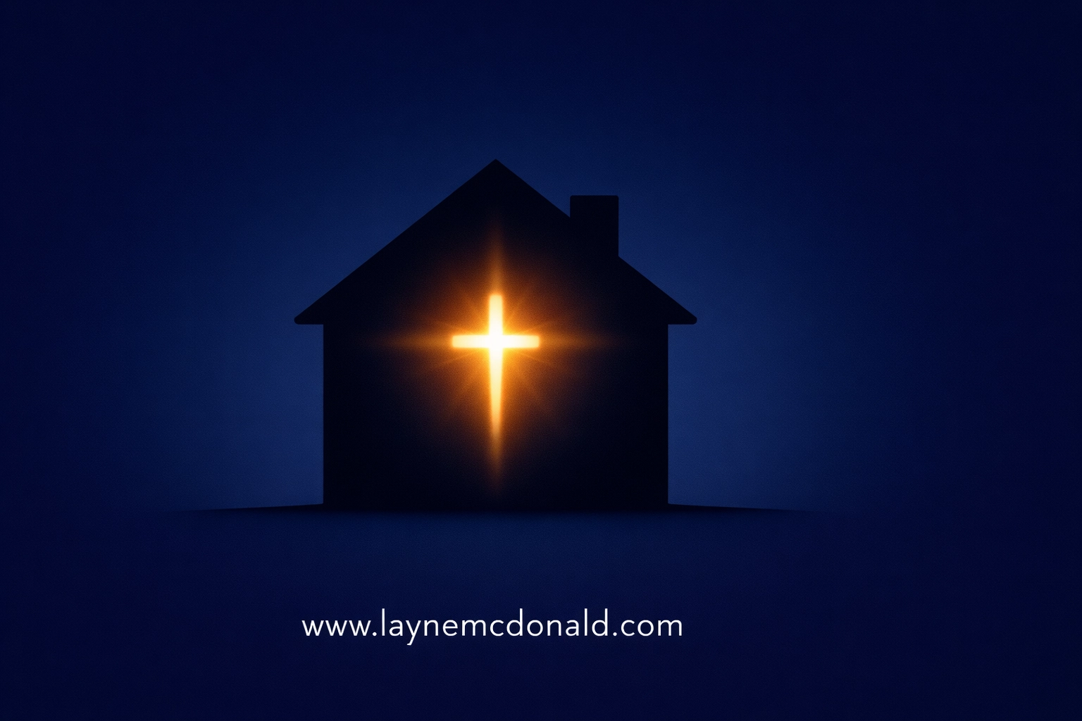 A house silhouette with a central glowing cross symbolizing a strong spiritual foundation for family safety.