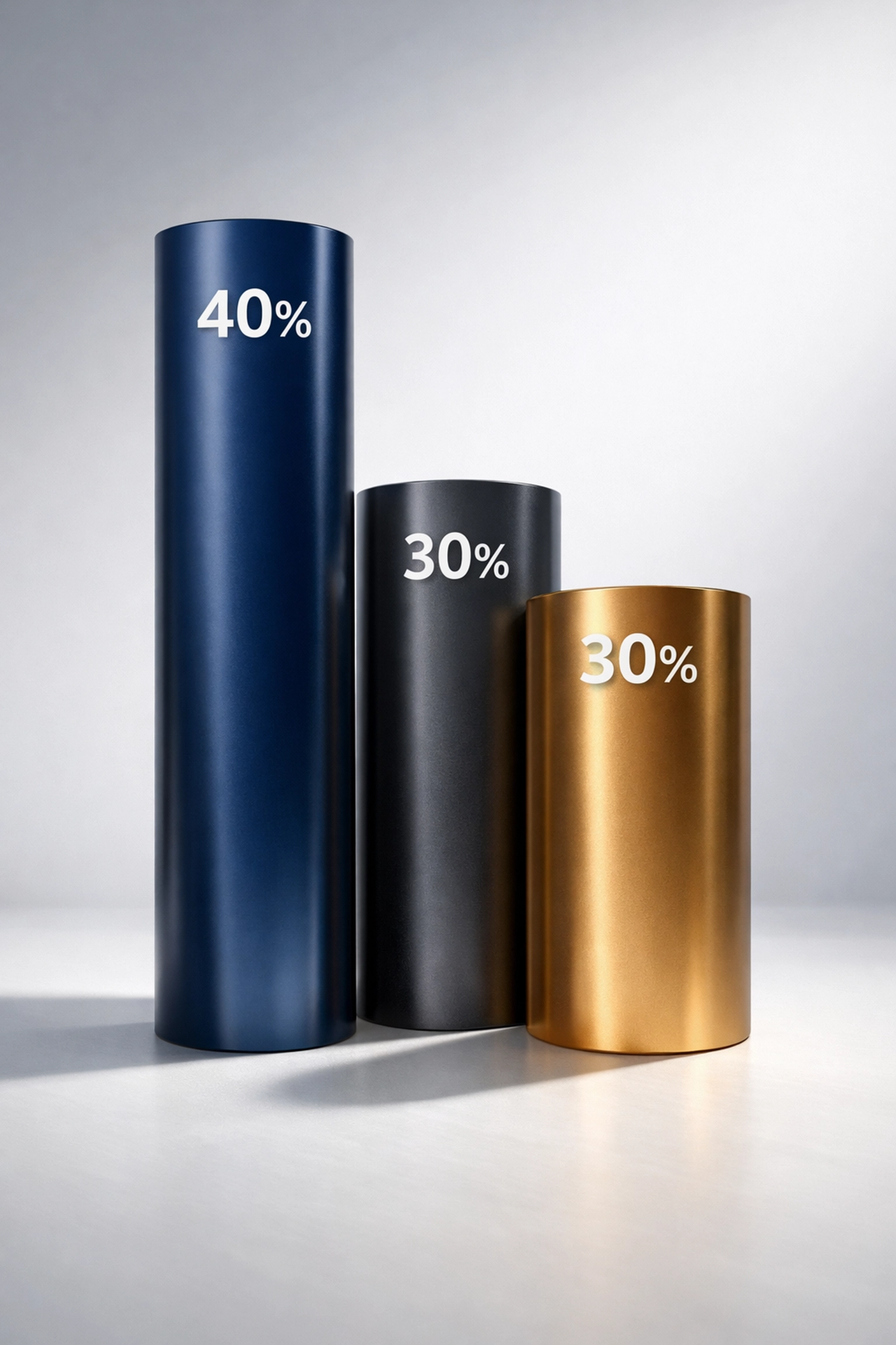 40/30/30 portfolio allocation model visualized with three pillars showing equities, fixed income, and alternatives