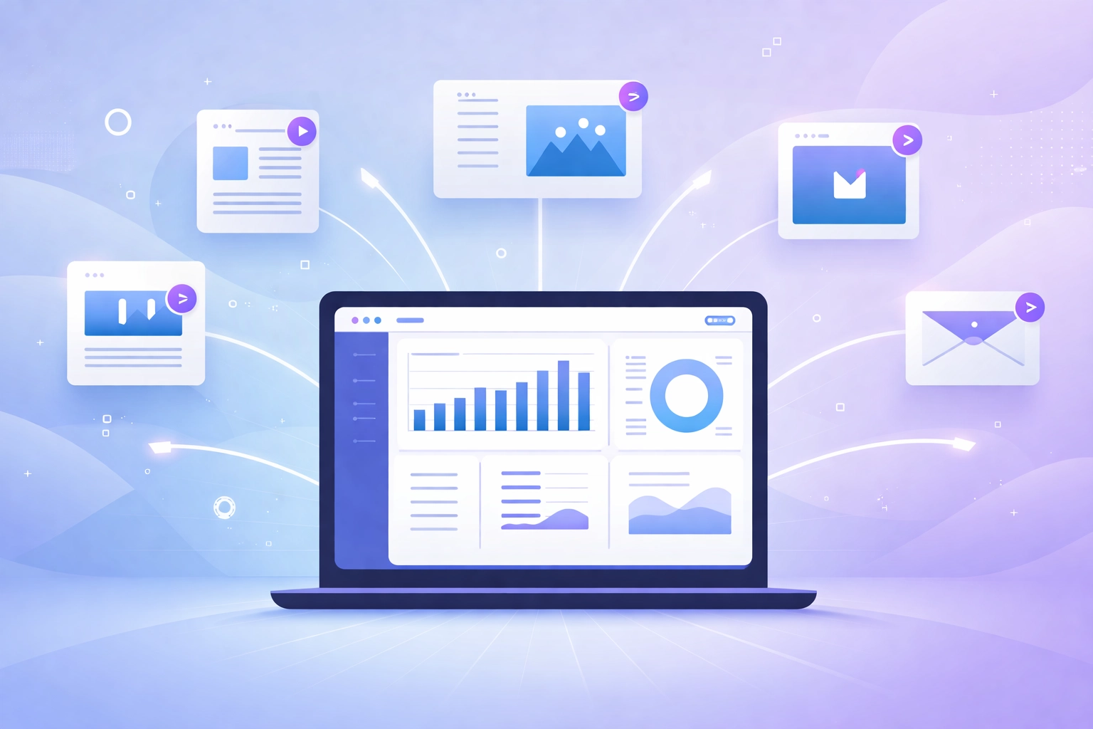 Laptop showing professional PR dashboard, symbolizing global media distribution for digital agencies