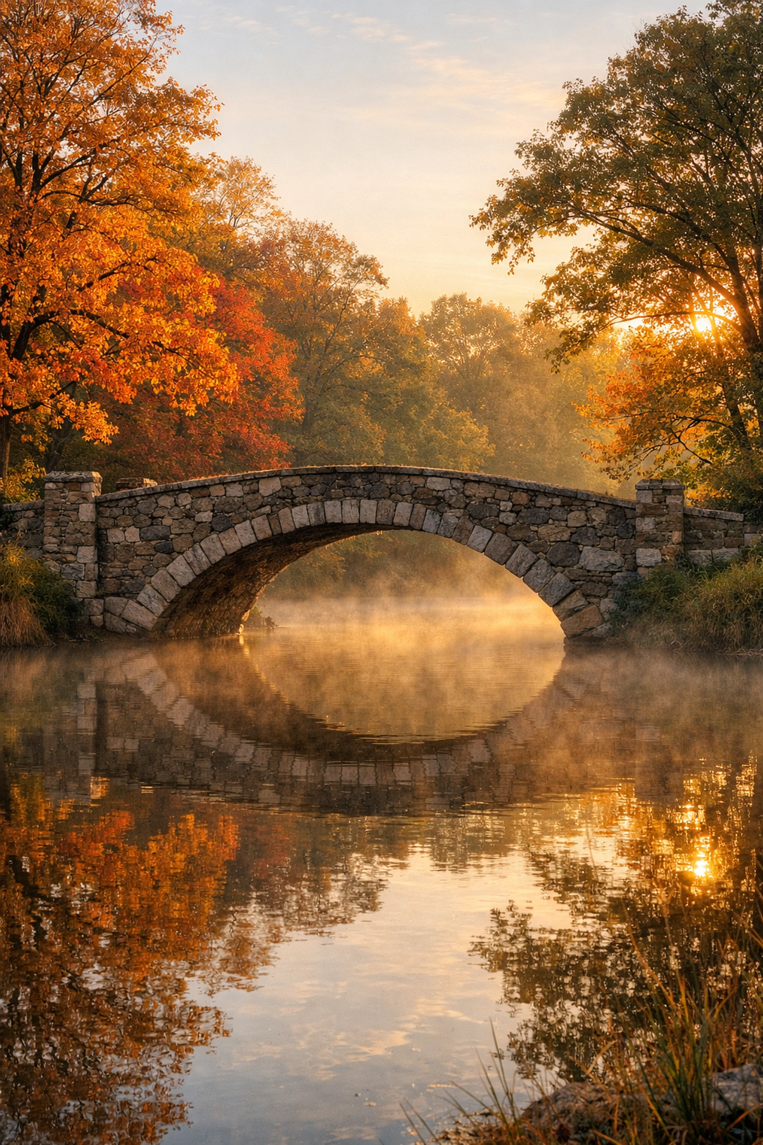 Autumn sunrise at Larz Anderson Park, a top photo spot near me for scenic landscape and reflection shots.