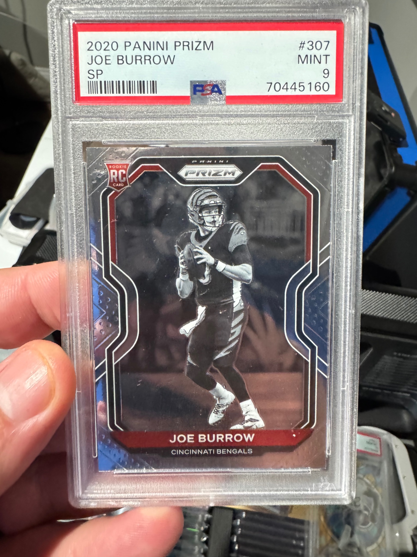 2020 Panini Prizm Joe Burrow Rookie Card (SP Variant, PSA Mint 9)