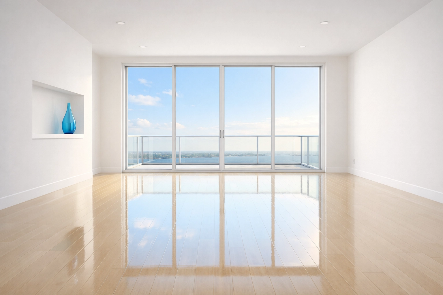 Spotless empty living room after a professional move-out cleaning service Boston ensures a smooth turnover.